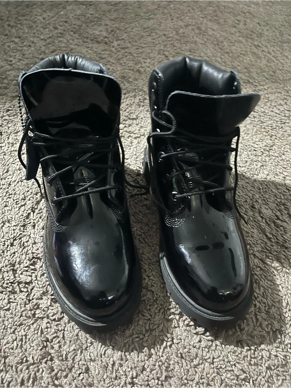 Timberland Big Kids Black Patent Lace-Up Boots